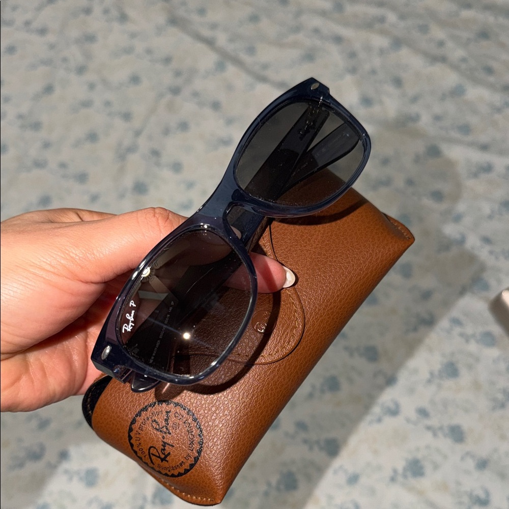 Ray-Ban Dark Blue Sunglasses with Brown Case